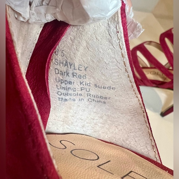 Sole Society SHAYLEY Suede Dark Red Strappy Heels Size 8.5 - Picture 8 of 12